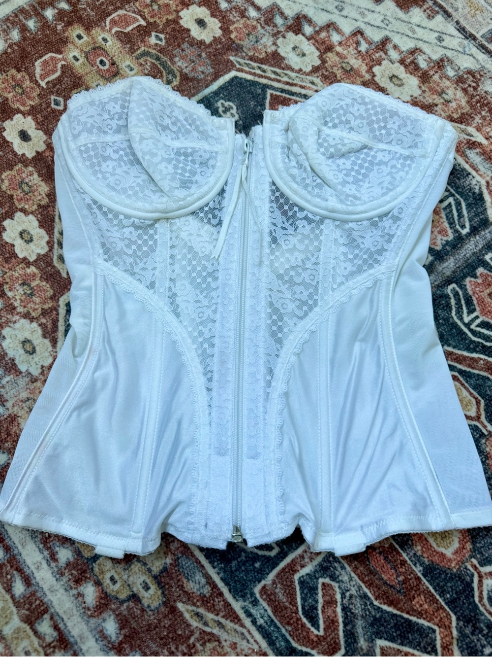 Vintage Frederick's of Hollywood White Lace Bustier Corset Top